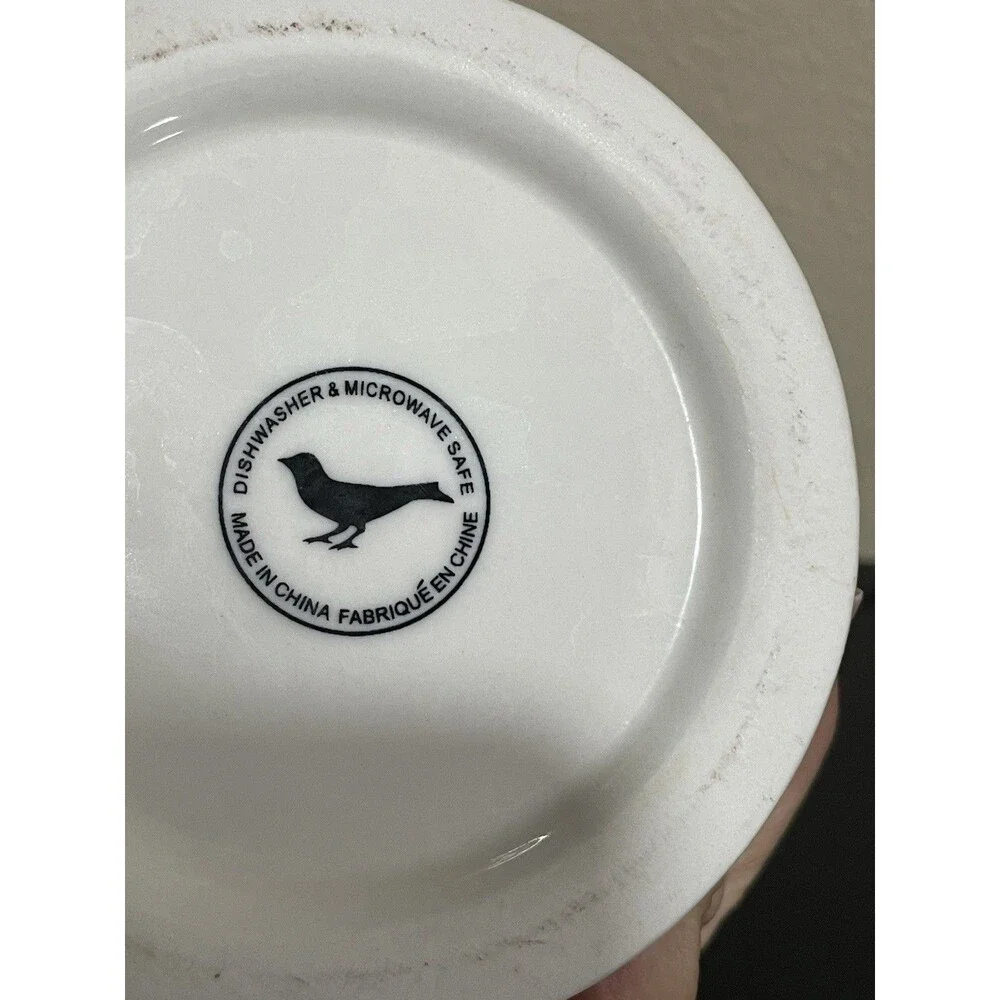 Anthropologie Coffee Mug Monogram Letter M Black White Shaving Style Cup EUC